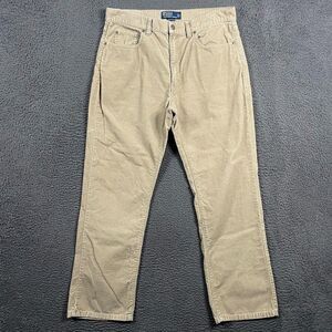 Vtg Polo Ralph Lauren Pants Mens 35x30 Beige Straight Fit Corduroy Trouser